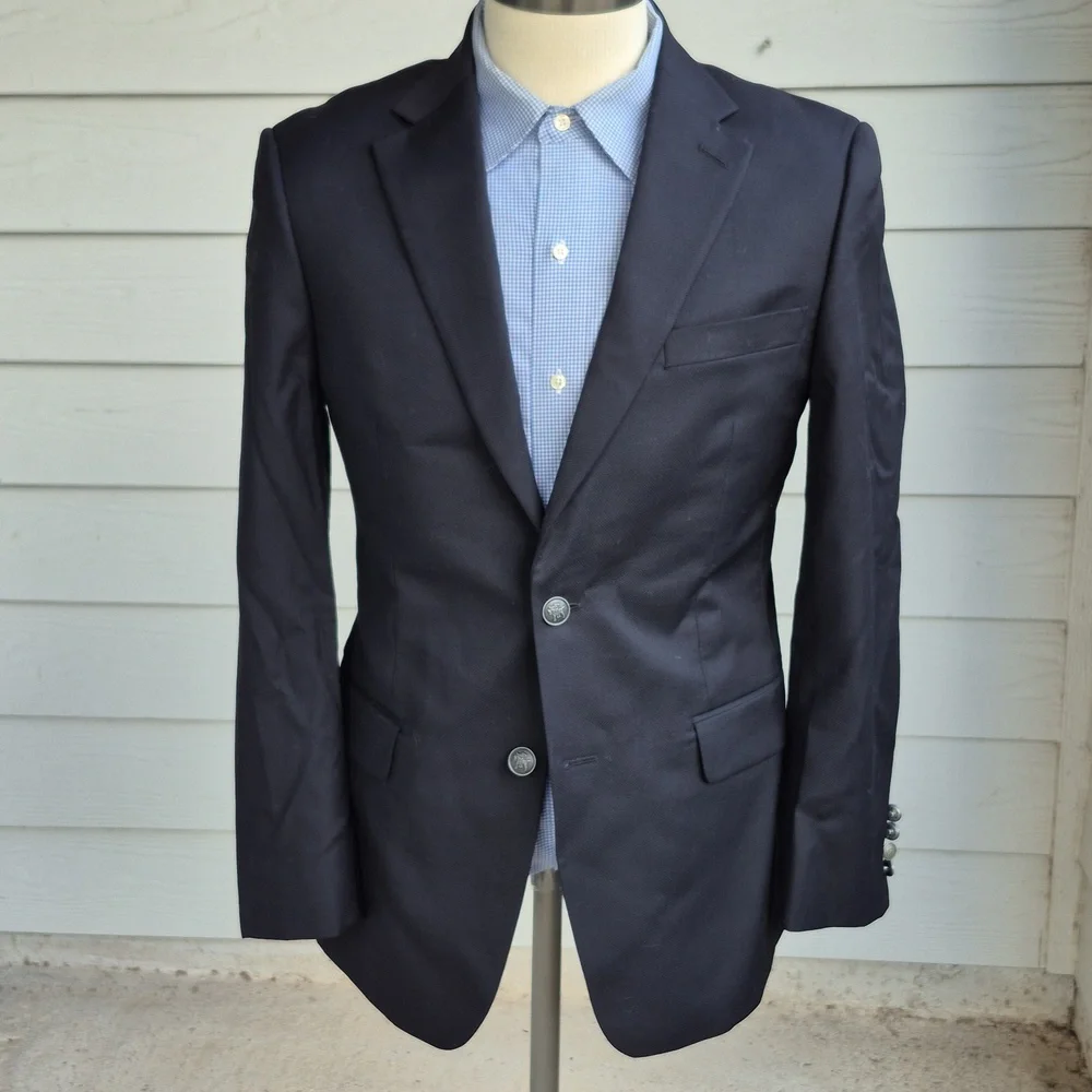 HART SCHAFFNER MARX‎ HSM 1887 Dark Navy Wool Sz 38 R Mens Sport Coat Blazer